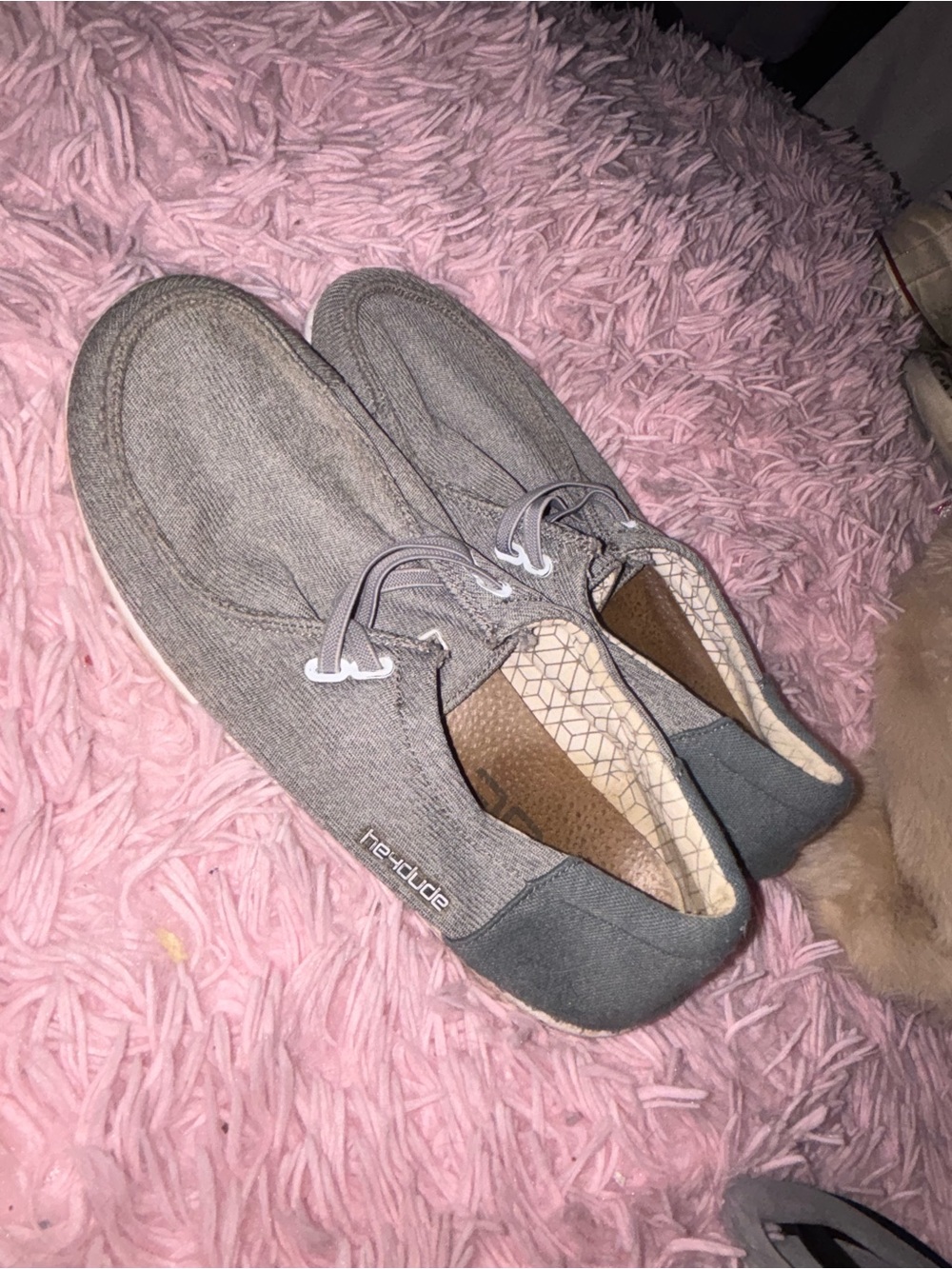 Hey Dude Women's Gray Canvas Slip-On Loafers